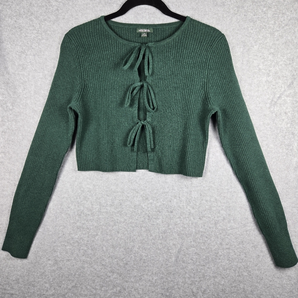 Wild Fable Forest Green Cropped Cardigan